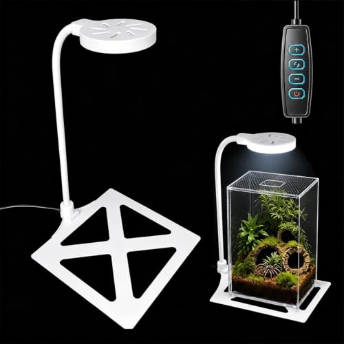 Jumping Spider Enclosure LED Light, 360 Degree Full Spectrum Reptile Enclosure Lights, Jumping Spider Enclosure Accessories for Potted Plants Succulents Miniature Landscape. (White) - color: White