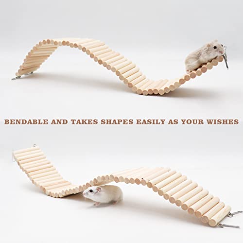 Rat Ladder Bridge, Wooden Hamster Climbing Ladder Toy, Small Animals Cage Accessories for Bird Parrot Hamster Mouse Rat Sugar Glider Hermit Crab Sugar Glider Chinchilla(23.62x3.14 Inches) - color: Pine Wood