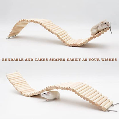 Rat Ladder Bridge, Wooden Hamster Climbing Ladder Toy, Small Animals Cage Accessories for Bird Parrot Hamster Mouse Rat Sugar Glider Hermit Crab Sugar Glider Chinchilla(23.62x3.14 Inches) - color: Pine Wood