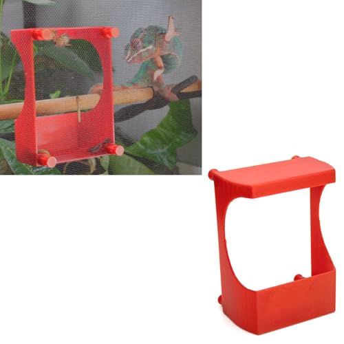 Magnetic Chameleon Feeder Dish - Strong Neodymium Magnet Reptile Food Cup Compatible with Glass Terrariums for Easy Feeding and Cleaning (Red) - color: Red
