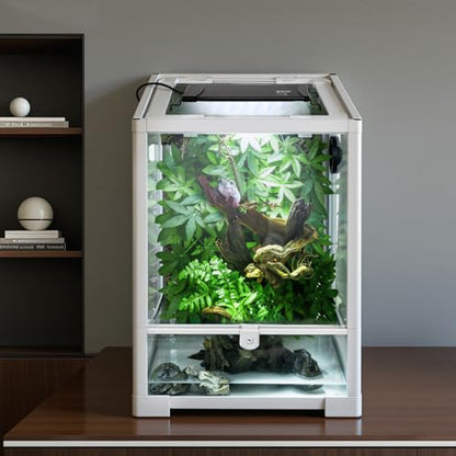 REPTIZOO UVB Reptile Light with Dimming, 10 inch UVA UVB LED Lamp for Bearded Dragon Turtle, 10W UVB Bulb Aluminum Fixture with Controller, 5 UVI Auto Mode, 0–100% Dimming & 9 Timer, Power-Off Memory - size: 10“