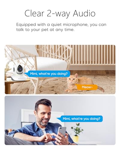 VSTARCAM 3MP Pet Cameras, Security Camera Indoor, Interactive Cat/Pet Camera with Phone App, 2.4GHz with IR Night Vision, AI Motion Tracking, 2-Way Audio, 24/7 Cloud & SD Card Storage