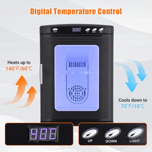 25L Reptile Egg Incubator with Cooling & Heating - Portable Scientific Lab Incubator, 10°c-60°c Temperature Control, 12V/110V Digital Incubator for Small Reptiles Hatching,Black - color: Black