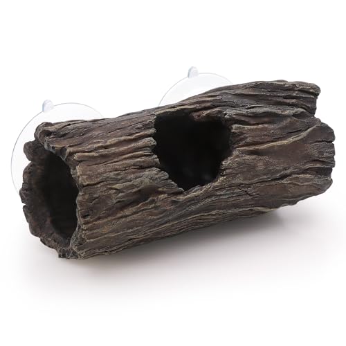 AQUA KT Reptile Tree Trunk Hideout Hollow Log Sleeping Cave for Arboreal Crested Leopard Gecko Lizard Climbing Toys Terrarium Decoration