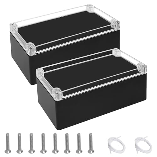 Junction Box with Clear Cover IP65 Waterproof Project Box Dustproof ABS Plastic Electrical Project Boxes Universal Enclosure, Black 7.8"x 4.7"x 2.9"(200x120x75mm)(Pack of 2) - color: 2 packs, size: 7.8"x 4.7"x 2.9"