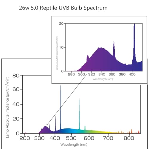 Leoterra 26W 5.0 Reptile UVB Light Bulb, Tropical UVA/UVB Full Spectrum Lamp for Green Anoles, Blue-Tongued Skinks & Leopard Geckos Large Terrarium, Last Long and Stable Output(E26 110V) - size: 26w 5.0