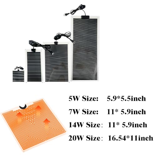5W Reptile Heating Mat 5.9 Inch *5.5 Inch 110v -- Reptile Heat Pad with Temperature Adjustment, Terrarium Heat Mats, Safety Reptile Heat Mat for Turtle, Tortoise, Snakes, Lizard, Gecko Hermit Crab
