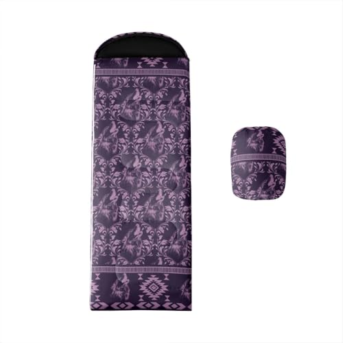 Erosebridal Death Head Moth Sleeping Bags Adults Cold Weather Bohemian Aztec Camping Blanket Hiking Sleeping Wrap Sleep Bag - color: Purple Howling Wolf