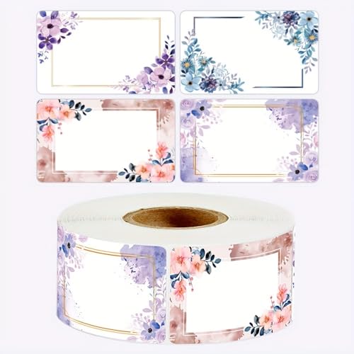 250pcs/roll Flower Pattern Self-Adhesive Labels for Gift Packaging, Handwritten Rectangular Name Stickers, Style 1 - color: Colorful 58