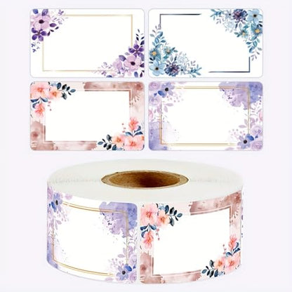 250pcs/roll Flower Pattern Self-Adhesive Labels for Gift Packaging, Handwritten Rectangular Name Stickers, Style 1 - color: Colorful 58