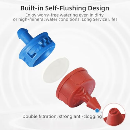 60PCS 0.5 GPH Pressure Compensating Drip Irrigation Spot Watering Drippers/Emitters, Self-Cleaning Constant Flow Drip Irrigation Emitters Heads Irrigation Drippers Parts for Drip Irrigation System - color: 60PCS, size: 0.5 GPH