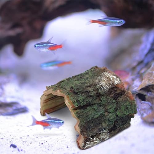 Betta Log Resin Hollow Tree Trunk Ornament, Aquarium Hideout Reptile Cave Ornament Terrarium Fish Tank Decoration-(4Pcs)