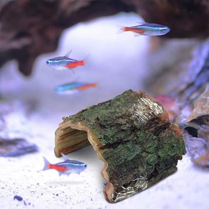 Betta Log Resin Hollow Tree Trunk Ornament, Aquarium Hideout Reptile Cave Ornament Terrarium Fish Tank Decoration-(4Pcs)