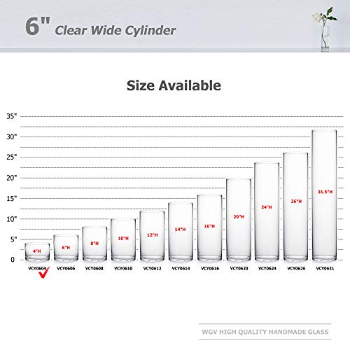 WGV Cylinder Vase, Width 6", Height 4", Clear Glass Container Terrarium Candle Holder for Wedding Centerpiece, Party Event, Home Office Decor, 1 Piece - size: 6"x4"H