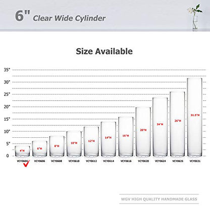 WGV Cylinder Vase, Width 6", Height 4", Clear Glass Container Terrarium Candle Holder for Wedding Centerpiece, Party Event, Home Office Decor, 1 Piece - size: 6"x4"H
