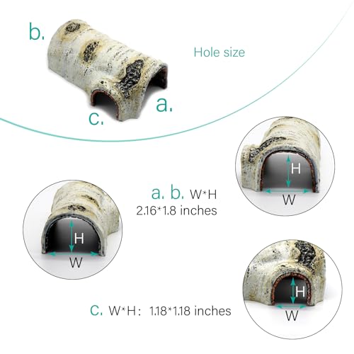 Reptile Hides and Caves Birch Tree Bark Trunk Habitats Decor Aquarium Decoration Wood for Lizard Geckos Snake Spiders Frogs Turtle (Small) - style: Small