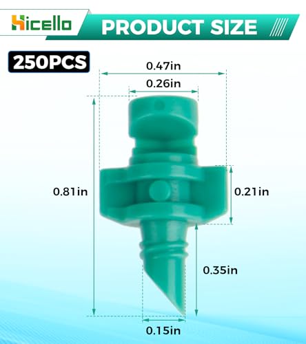 Micro Sprayer Irrigation System 200PCS 90 Degree Misting Nozzle Irrigation | Sprinklers Sprayer For Garden 0.15IN Drill Diameter Not For 1/4 Inch Hose, 180 Degree Cover Area : 0.9 - 1.1 m - size: 250pcs-180DR-Green
