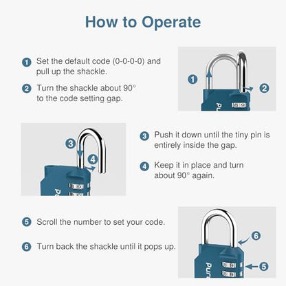 Puroma 1 Combination Lock Locker 4 Digits Combo Padlock Gym Peacock Blue | For School Gate Fence Toolbox Hasp Storage, Outdoor, Resettable, Weatherproof, Side Window, Crack Cut Resist, Hardened Steel - color: Peacock Blue