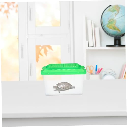 Portable Plastic Turtle Tank Transparent Feeding Box Multi-Functional Aquarium Habitat for Reptiles Small Pets Easy to Optimal Airflow Excellent Visibility for Pet Transport and