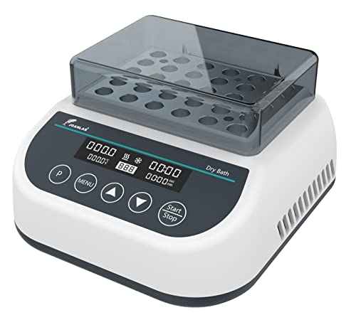 DB100C Dry Bath Incubator, 1.5ml x35 Programmable | Digital thermostatic block heater, heating&cooling, RT-15℃ to 100℃, 9 programs, timer,1.5ml block, for lab incubation - size: 1.5mlx35( Hot&Cold)