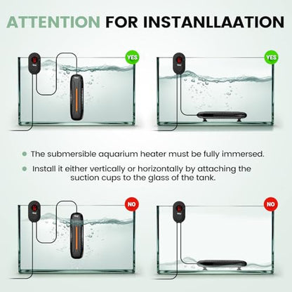 hygger 300W Aquarium Heater with Controller, Submersible Fish Tank Heater Intelligent Leaving Water Automatica Stop Heating and Overheat Protection, 20-80 Gal Turtle Heaters for Freshwater Saltwater - size: XS-300W for 40-80 Gallon