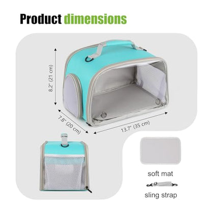 WEVONIGU Scratch-Resistant Bearded Dragon Backpack Foldable Gecko Carrier Ventilation Travel Bag with Clear View Window Dual Carry Cage Options for Travel Hiking & Vet Visits - color: Green, size: 8.0"L x 7.0"W x 5.0"H