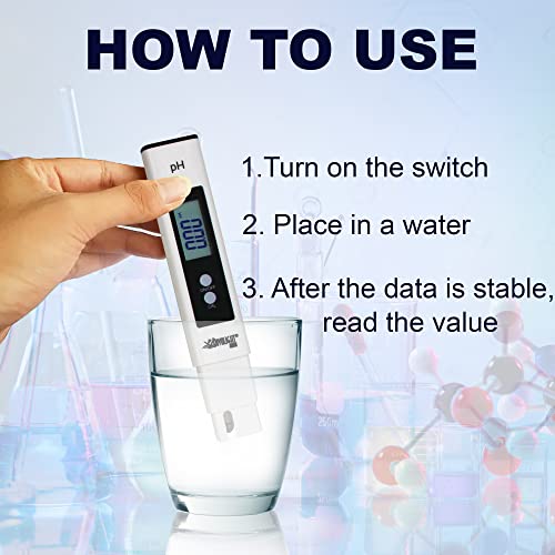 Digital PH Meter - High Accuracy Digital Water Quality Tester with 0-14 PH Measurement Range for Household Drinking, Pool and Aquarium with ATC - style: pH meter