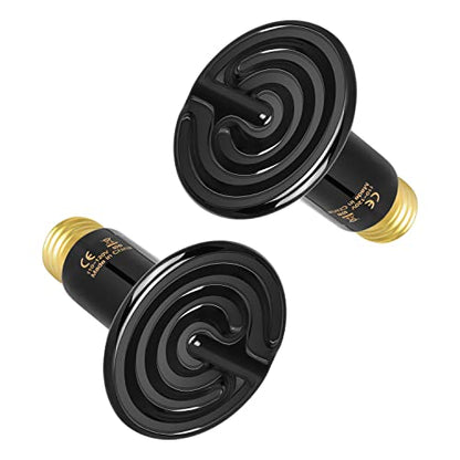 Simple Deluxe 40W Reptile Heat Lamp Bulb No Light Visible Ceramic Heat Emitter Brooder Coop Heater, 2 Pack