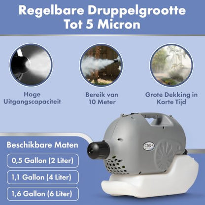 C100 Plus Mosquito Fogger Machine, Bug Fogger, Mosquito Sprayer, Mist Blower, ULV Cold, 26 Ft Spray, 1250W Samsung Motor, Adjustable 5-50 Micron, Tick, Bee, Outdoor Fogger 110V - size: 1.1 Gallon - 4 Liters