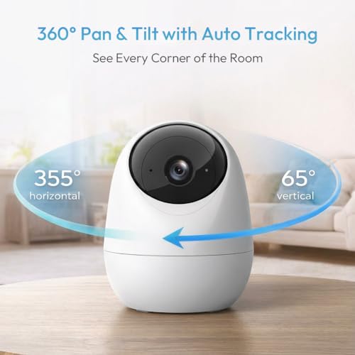 Rraycom 2.5K Indoor Security Camera, 5G/2.4G WiFi, Pet & Baby Monitor | 360° PTZ, Motion Detection & Tracking,Human/Motion/Sound Detection,2-Way Talk, Night Vision, Works/Alexa,SD/Cloud - size: 1Pack