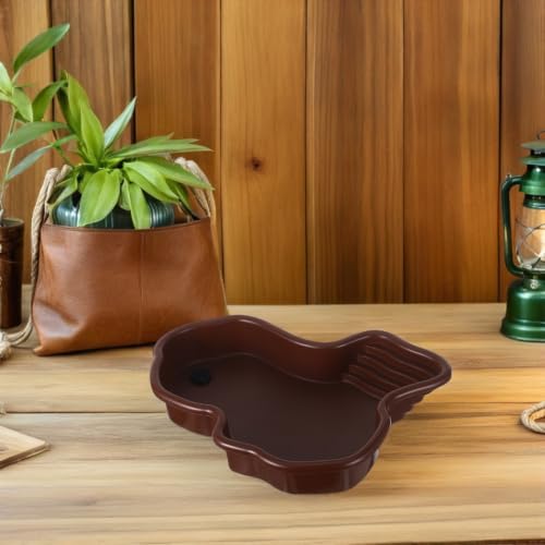Totority Ultralarge Turtle Bathing Pool with Sturdy Abs Material and Dedicated Basking Platform, Terrarium Water Bowl and Tortoise Ramp for Aquarium and Reptile Soaking
