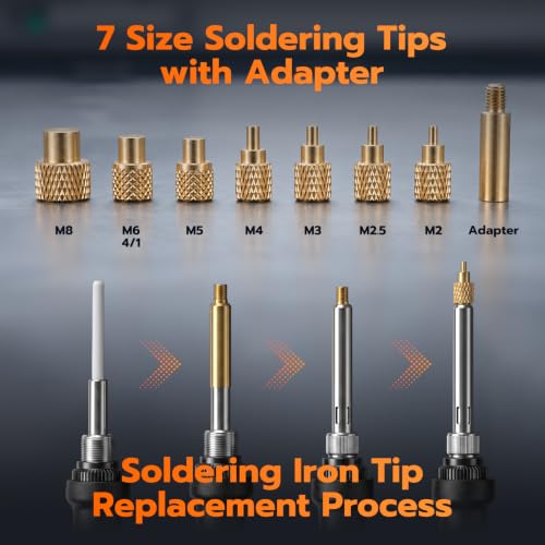 Vertical Heat Set Insert Tool, Heat Pressing Brass Inserts 3D Printing,Heat Set Insert tip for Thread Knurled Nut M2/M3/M4/M5/M6(1/4)/M8 - color: ZW12
