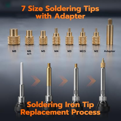 Vertical Heat Set Insert Tool, Heat Pressing Brass Inserts 3D Printing,Heat Set Insert tip for Thread Knurled Nut M2/M3/M4/M5/M6(1/4)/M8 - color: ZW12