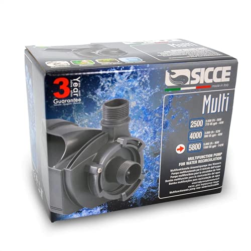 Sicce Multi Quiet 5800 Submersible Water Pump 1500 GPH Adjustable Flow for Aquariums, Pond, Water Garden & Hydroponics - size: 1500 GPH