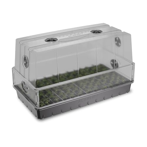 AC Infinity Humidity Dome, Heavy-Duty Germination Kit with Large Glossy Finish Clear Dome, Sturdy Drip Tray, and 6x12 Cell Seedling Tray, for Seed Starting, Propagation, Cloning Plants | Sturdy Drip Tray, 6x12 Cell Seedling Tray, Vented Height Extension P
