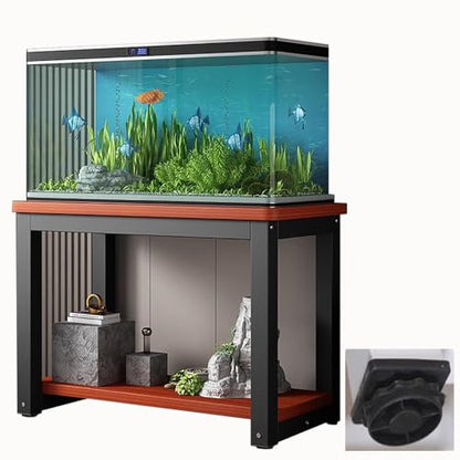 Walnut Fish Tank Stand - Non-Slip Multi-Tier Terrarium Holder with Large Storage Shelves for 2 Insect Tanks - Steel Breeding Rack for Bedroom Corner (90x45 cm),Walnut,90x45 cm (35 3/8 x 17 3
