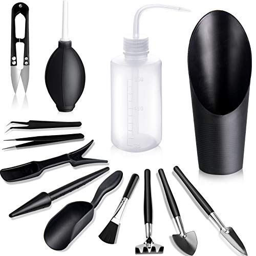 Succulent Tools, 13 Pcs Mini Garden Tool Set, Transplanting Tools Set,Succulent Care kit for Succulent Miniature Gardening Plant, Black - style: Black