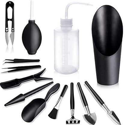 Succulent Tools, 13 Pcs Mini Garden Tool Set, Transplanting Tools Set,Succulent Care kit for Succulent Miniature Gardening Plant, Black - style: Black