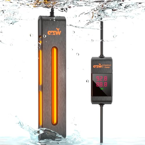 azw 300W Aquarium Heater 40-75Gal Triple Auto Shutoff Safety & Memory Function | Dual Explosion-Proof Heating, Triple Safety Cutoff, LED Precise Control, Memory Function, Multi-purpose Aquarium Heater - size: S