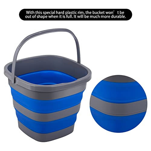 2 Pack Collapsible Plastic Bucket with 1.32 Gallon (5L) Each, Foldable Rectangular Tub for House Cleaning, Space Saving Outdoor Waterpot for Garden or Camping, Portable Fishing Water Pail - size: 1.32 Gal / 5L