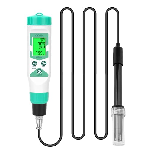Smart pH Meter for Water, pH Measurement with pH Calibration Solution Kit | Monitor pH,pH Test Meter with 1.2 separate Electrode Cord，pH Testing for Hydroponic Setups/Fermented Canned Food/Pool