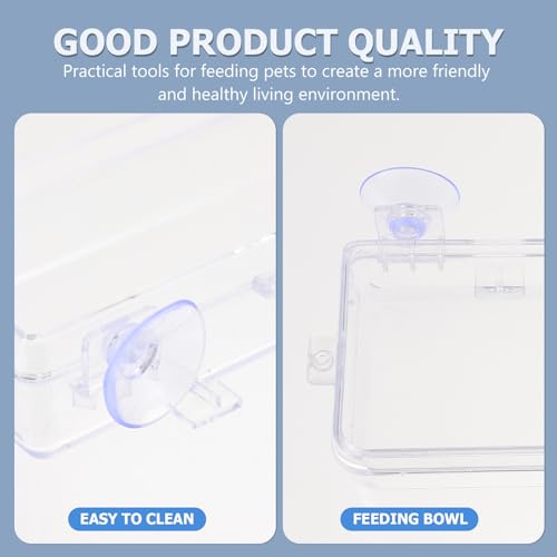 KALLORY Escape-Proof Suction Cup Reptile Feeder Bowl, Anti-Escape Lizard Feeding Basin with Water Dish for Geckos and Small Reptiles in Terrariums