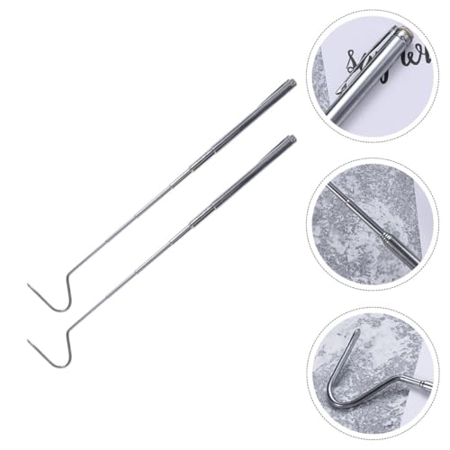 SHINEOFI 2pcs Retractable Snake Hooks Stainless Steel Reptile Catching Tools with Smooth Edges Comfortable Grip Lightweight Snake Handling Grabbers