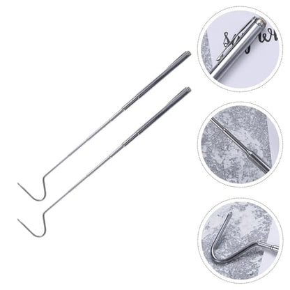 SHINEOFI 2pcs Retractable Snake Hooks Stainless Steel Reptile Catching Tools with Smooth Edges Comfortable Grip Lightweight Snake Handling Grabbers