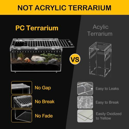 Reptile PC Tank,Escape Proof Magnetic Lid Tarantula Enclosure Large | Easy Clean Seamless Base Hermit Crab Habitat,Stackable Isopod Terrarium,Cross Ventilation Spider Starter Cage,Frog Container - size: L(11.8x7.8x5.9 IN)