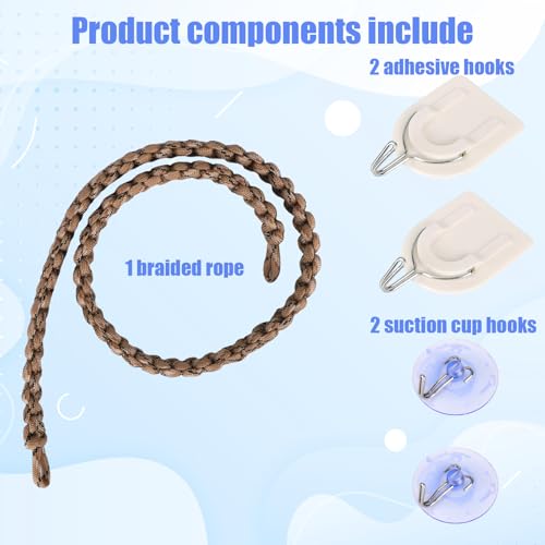 Snake Climbing Rope, 60cm/23.6in Reptile Enclosure Climbing Toy with Hooks & Suction Cups Cotton and Linen Enrichment Accessories for Ball Python Corn Snake Gecko Lizard Hermit Crab Cage Tanks Decor