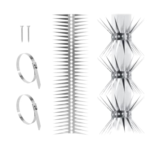 Bird Spikes - 20 Inch Stainless Steel Fence Spikes for Pigeons, Raccoons, Snakes - Deterrent Defender | 20 inch stainless steel bird spikes - size: 20 inch