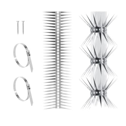 Bird Spikes - 20 Inch Stainless Steel Fence Spikes for Pigeons, Raccoons, Snakes - Deterrent Defender | 20 inch stainless steel bird spikes - size: 20 inch