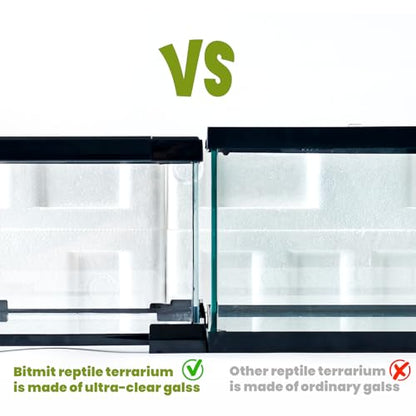 4 Gallon Glass Reptile Terrarium 12"x8"x8" | Stackable, Full View Tank, For Leopard Gecko, Frog, Snake, Hermit Crab, Tarantula, Jumping Spider - size: 12*8*8in