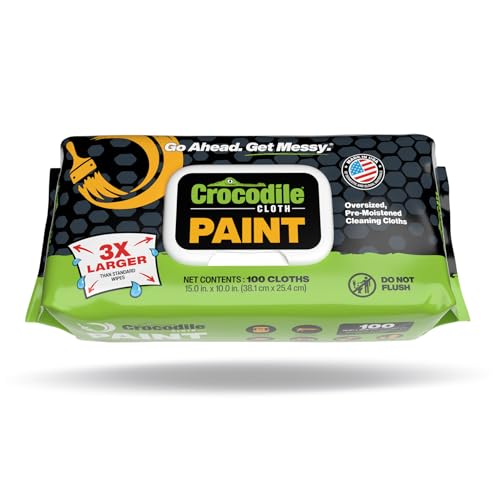 Crocodile Cloth Paint Prep & Cleanup Wipes, 100 Count | Removes Paint, Adhesive, Caulk – Ideal for Painters, Contractors, Artists & DIY Work - size: 100 Count (Pack of 1)